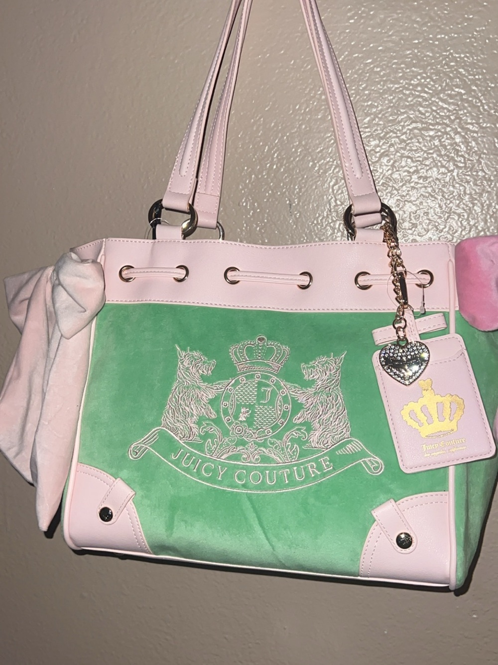 Juicy Couture Pink and Mint Green Scottie dog daydreamer